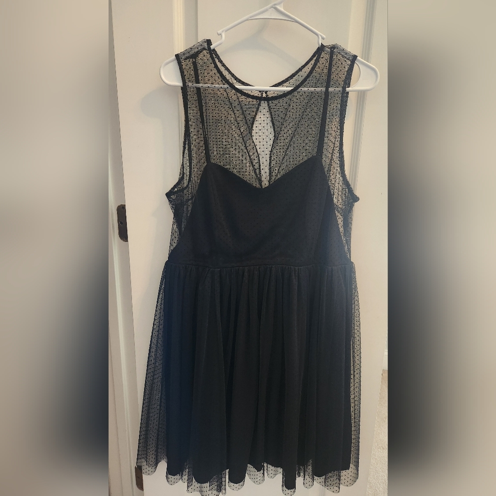 EUC LC Lauren Conrad Little Black Dress Sheer Size 14